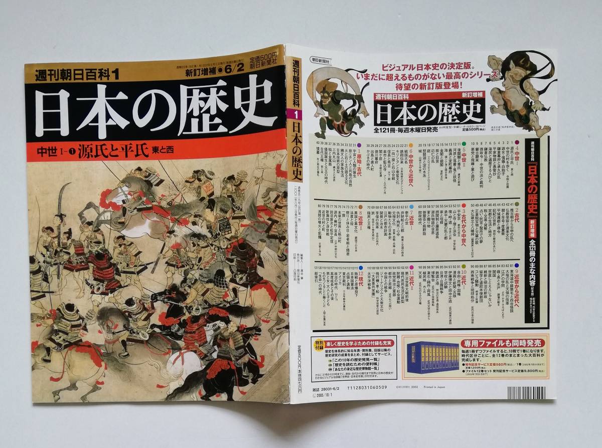 a31. 日本の歴史 週刊朝日百科1 中世1- 源氏と平氏 東と西 2002.6 ／源平合戦 壇の浦の決着/保元・平治の乱/甲冑と弓矢／1号特別付録付き_画像8