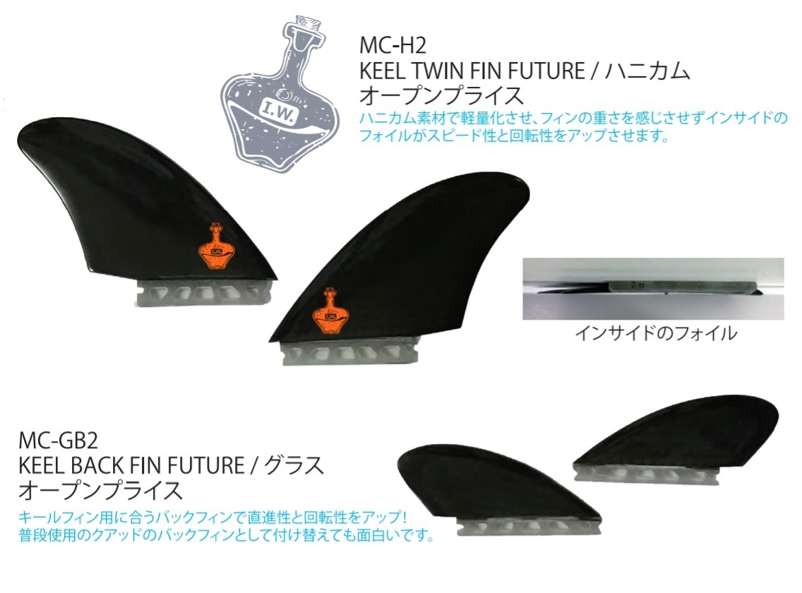 送料無料▲MC-H2　KEEL TWIN FIN　FUTURE　PG　セット 新品_画像1