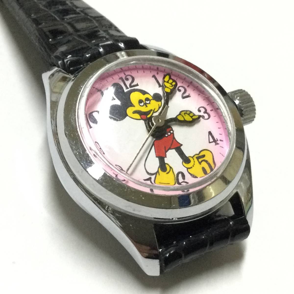 [ Showa Retro * редкий ] очень редкий!60 годы механический завод Disney Mickey Mouse автоматический наручные часы герой часы 