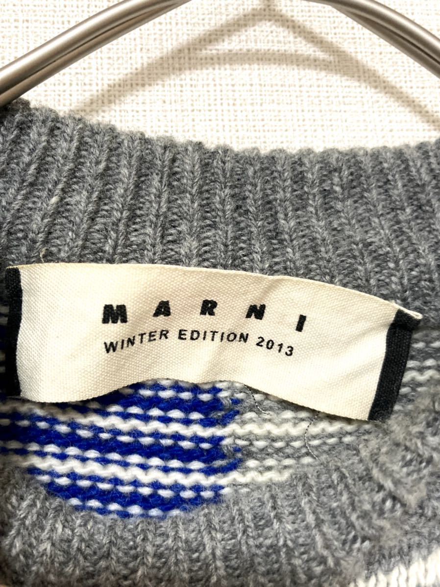 マルニ　marni レディース　半袖　ニット　セーター　マルチ　ボーダー　38 モックネック　グレー　灰色　ブルー　ホワイト　ブラック