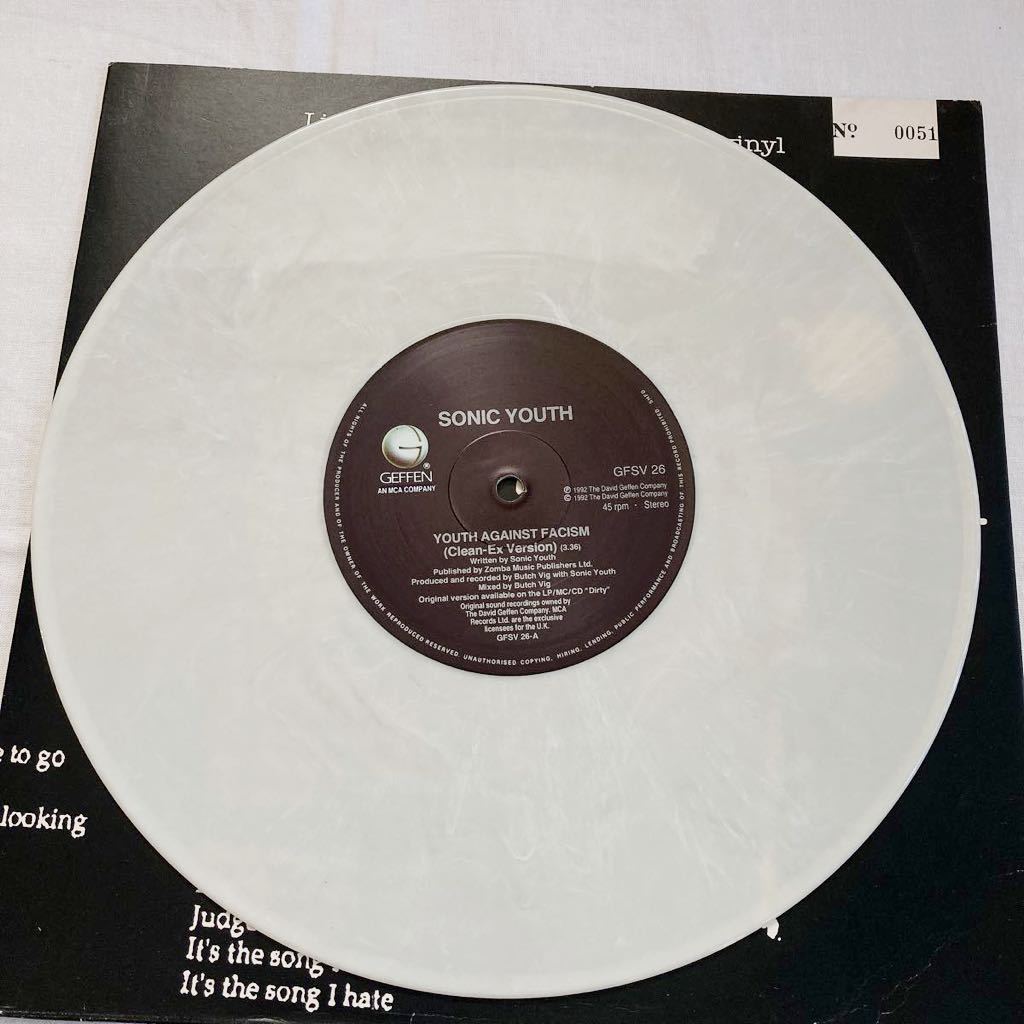 Sonic Youth/ソニック・ユース YOUTH AGAINST FASCISM UK 10 White Vinyl 限定盤 1992 Geffen Records_画像3