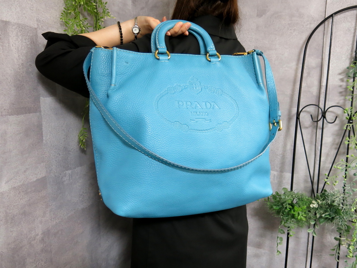 ○超美品○新品同様○PRADA プラダ○メンズ○ロゴ型押し○カーフ