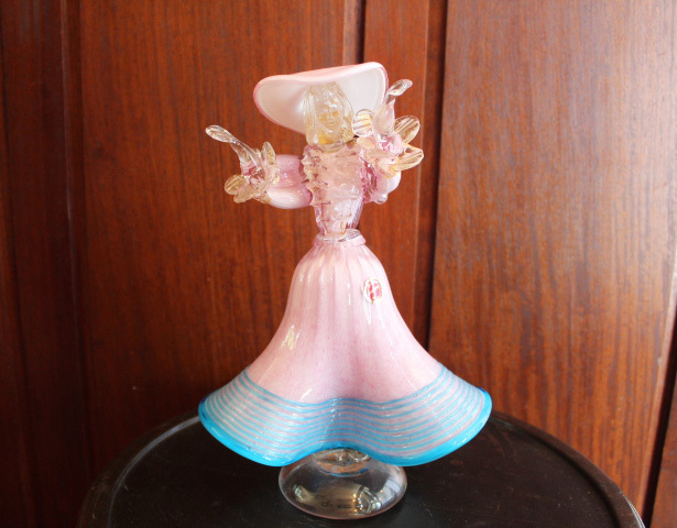 【ムラノ ガラス ヴェネチアン】婦人 ドール 人形 置物 ムラーノ ピンク