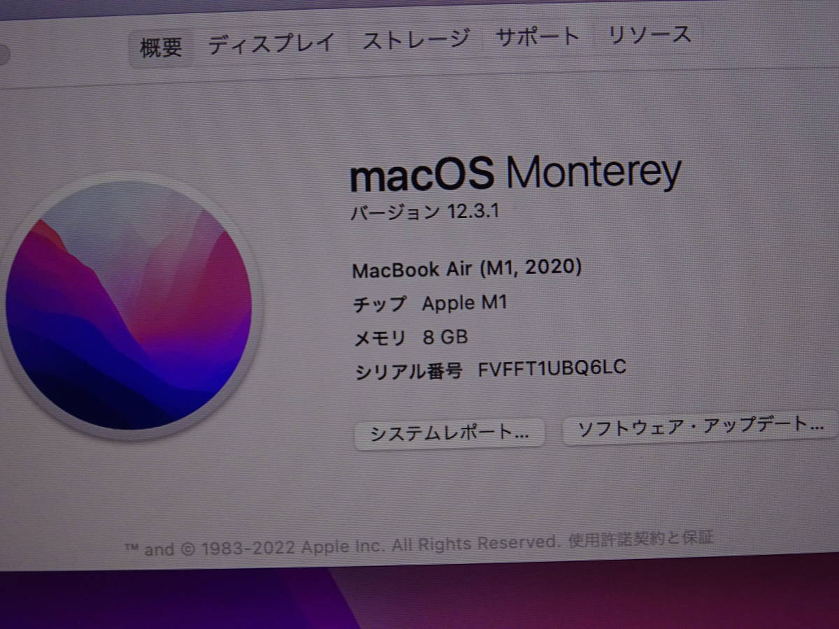 美品 Apple MacBook Air 「M1 」13インチ 2020 MGND3J/A A2337 8GB 256GB ゴールド 保護ケース・フィルム付_画像6
