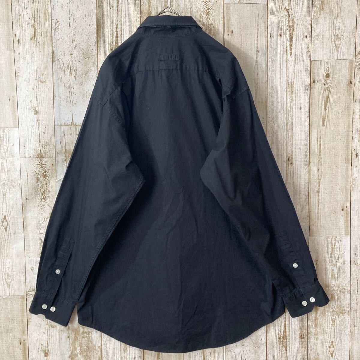 OLD 長袖シャツ ネクタイ 2点セット レトロ古着 L ブラック 総柄 OLD 長袖シャツ ネクタイ 2点セット レトロ古着 L ブラック 総柄