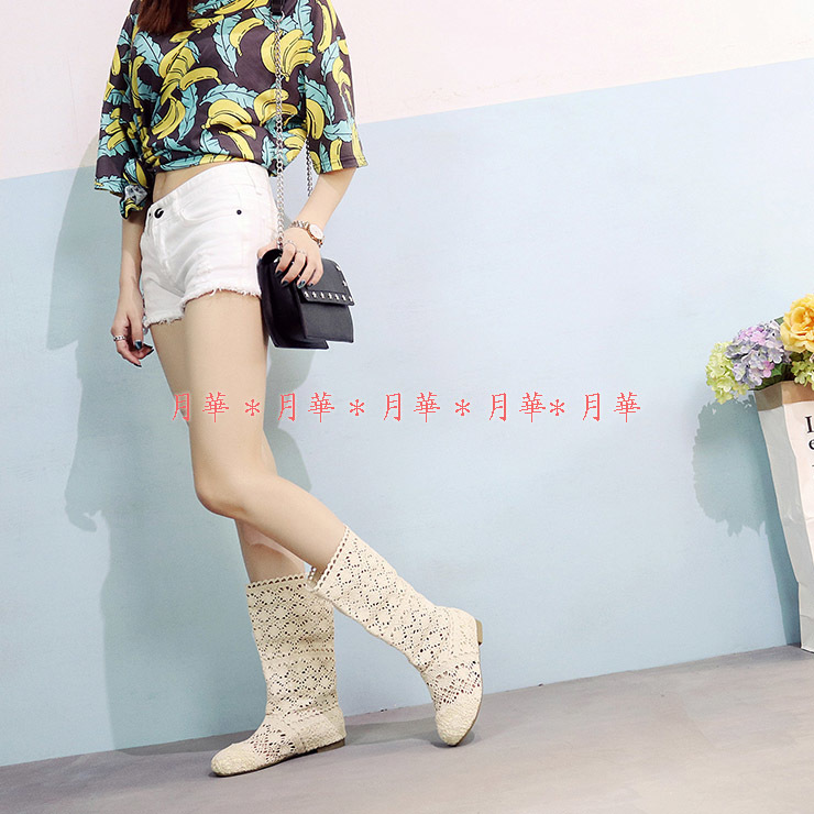 38 beige new goods summer boots 24cm summer boots race middle boots ....#4176 month . for summer summer. shoes lady's AnniversaryStyle