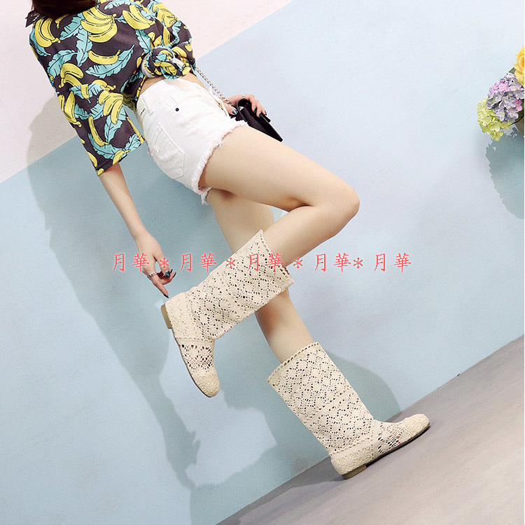 38 beige new goods summer boots 24cm summer boots race middle boots ....#4176 month . for summer summer. shoes lady's AnniversaryStyle