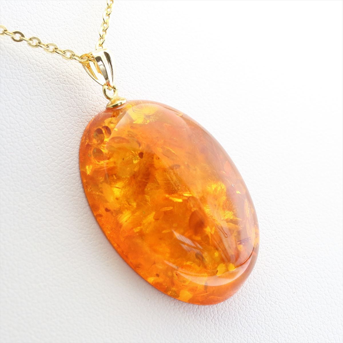 GALLERY megumi written guarantee attaching .K18 natural amber pendant . is . amber 3.8g