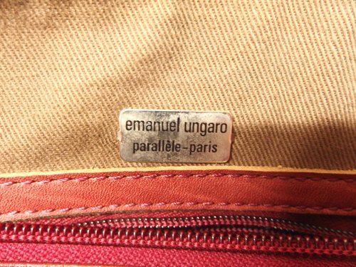 emanuel ungaro エマニュエル・ウンガロ レディース ボストンバッグ/ハンドバッグ/ワイン系/保存袋付き/中古品_画像7