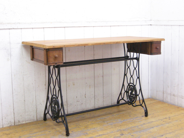 SINGER・シンガー・ミシン脚テーブル・W120cm・アンティーク・昭和レトロ・146360_画像1