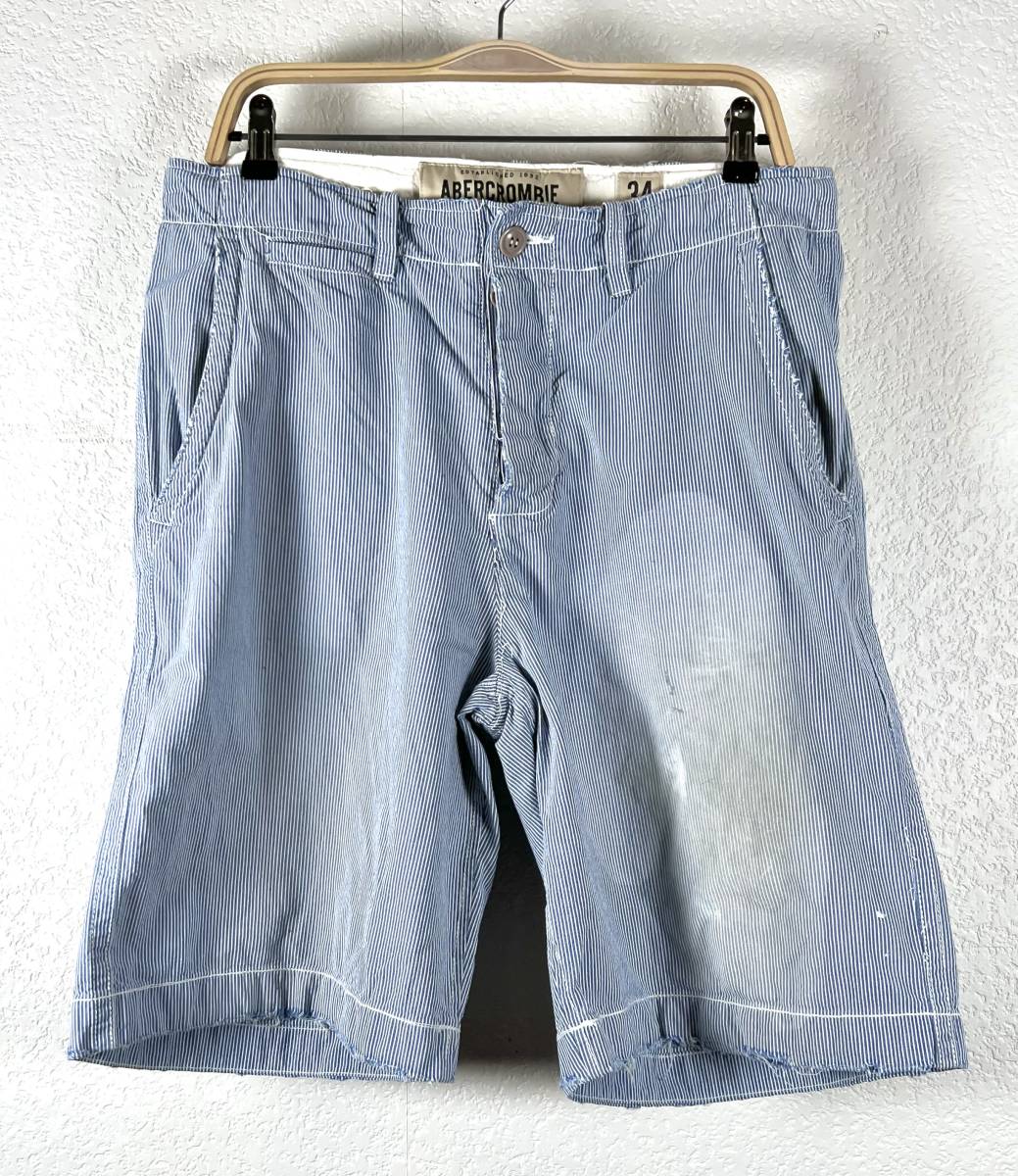 Abercrombie&Fitch★アバクロンビーアンドフィッチ アバクロ ハーフパンツ ヴィンテージ加工 メンズ ショートパンツ ストライプ A&F レア_画像1