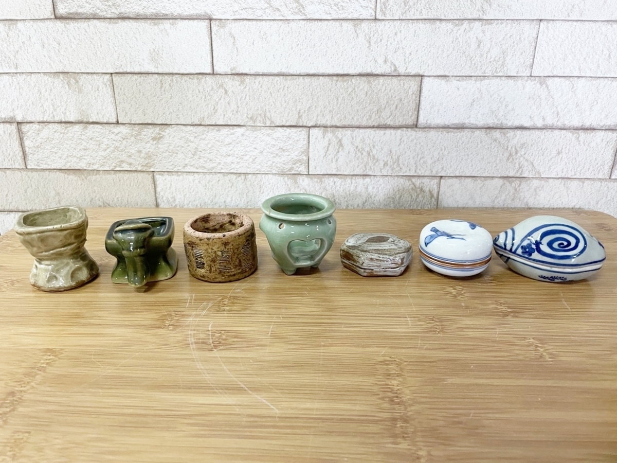 香合 茶道具 現状品 茶器 陶器 蓋置 茶道具 透かし 蓋置き 昭和レトロ