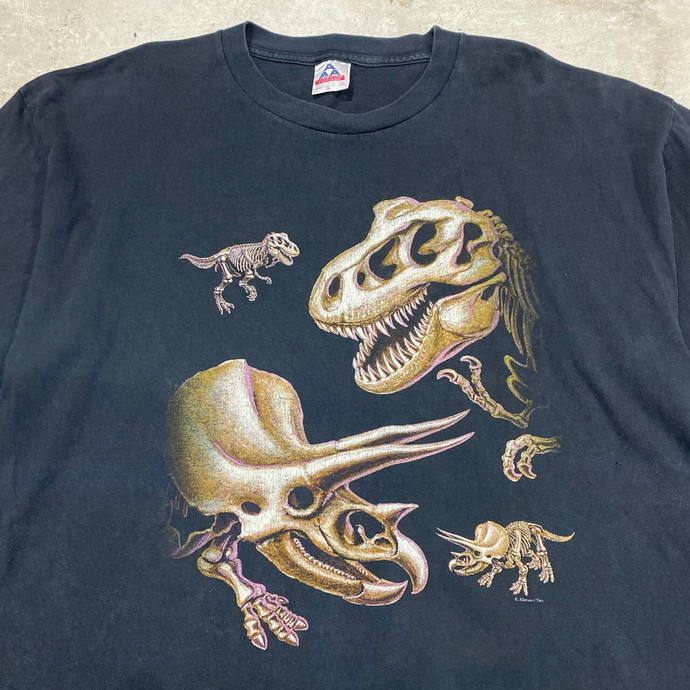 90年代 ダイナソー 恐竜 骨 プリントTシャツ メンズXL