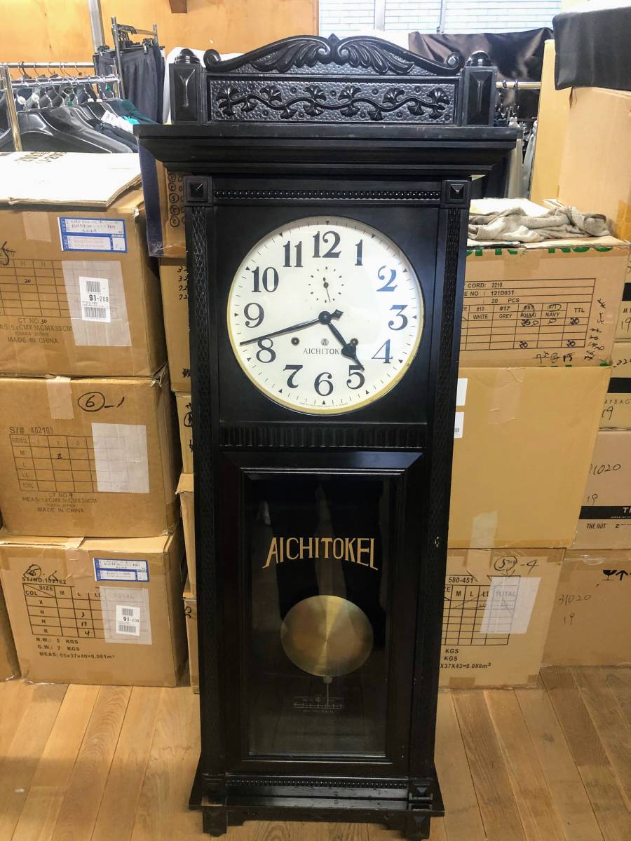 大型 昭和 アンティーク時計 振り子時計 ゼンマイ - 掛時計