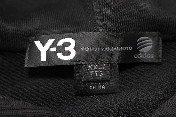 Y-3 ◆ロゴ ジップアップ フーディー 黒 (希少サイズ XXL) 裏毛コットン パーカー アディダス ワイスリー ヨウジヤマモト ◆MU13_画像6