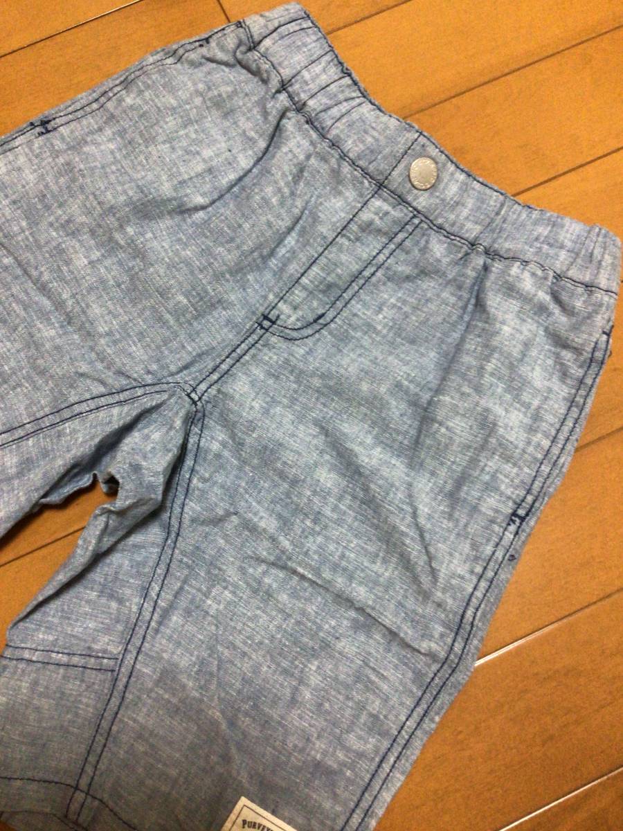  new goods unused tag attaching shorts short pants short pants 140cm cotton 50% flax 50% blue series 