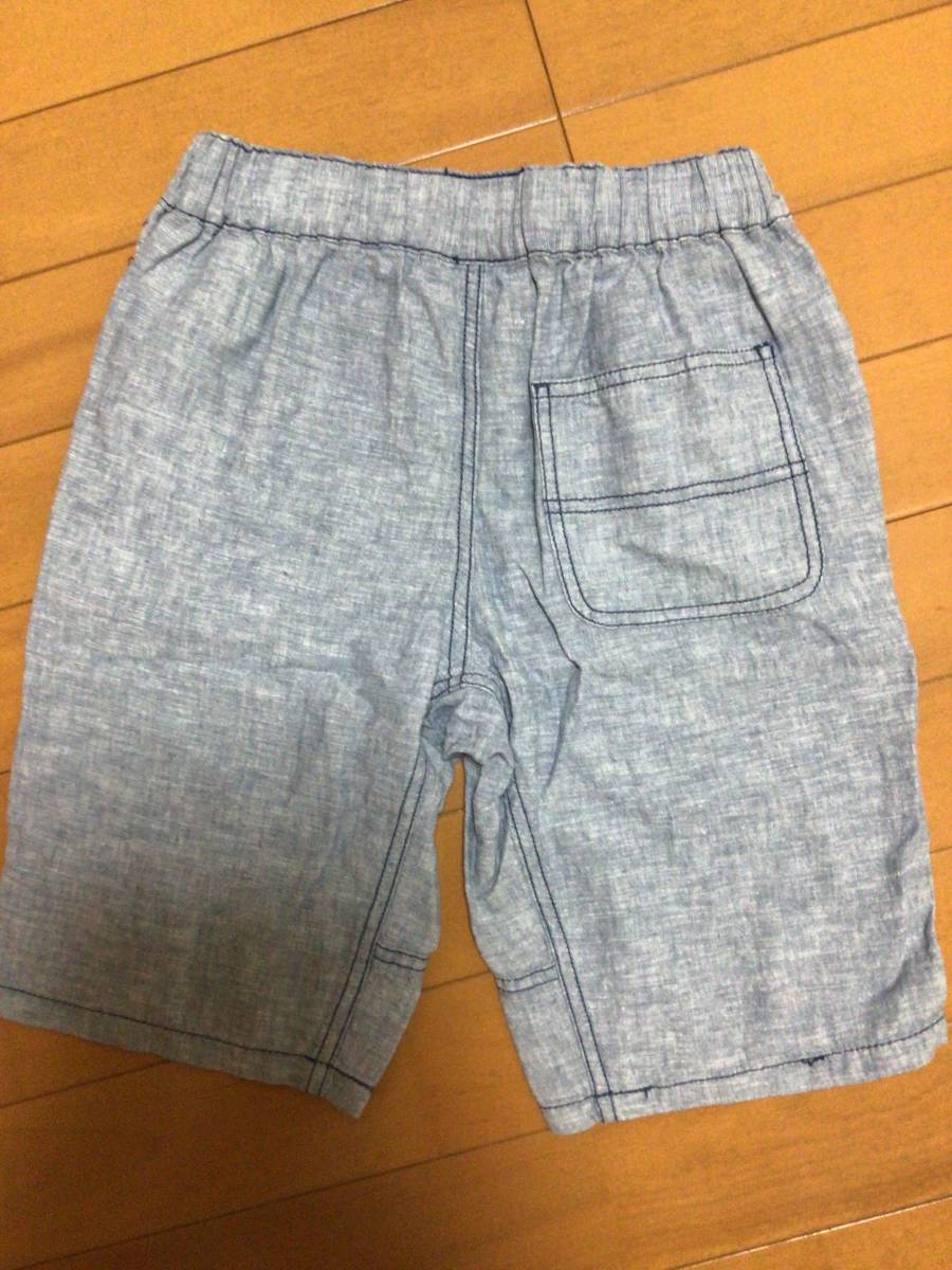  new goods unused tag attaching shorts short pants short pants 140cm cotton 50% flax 50% blue series 