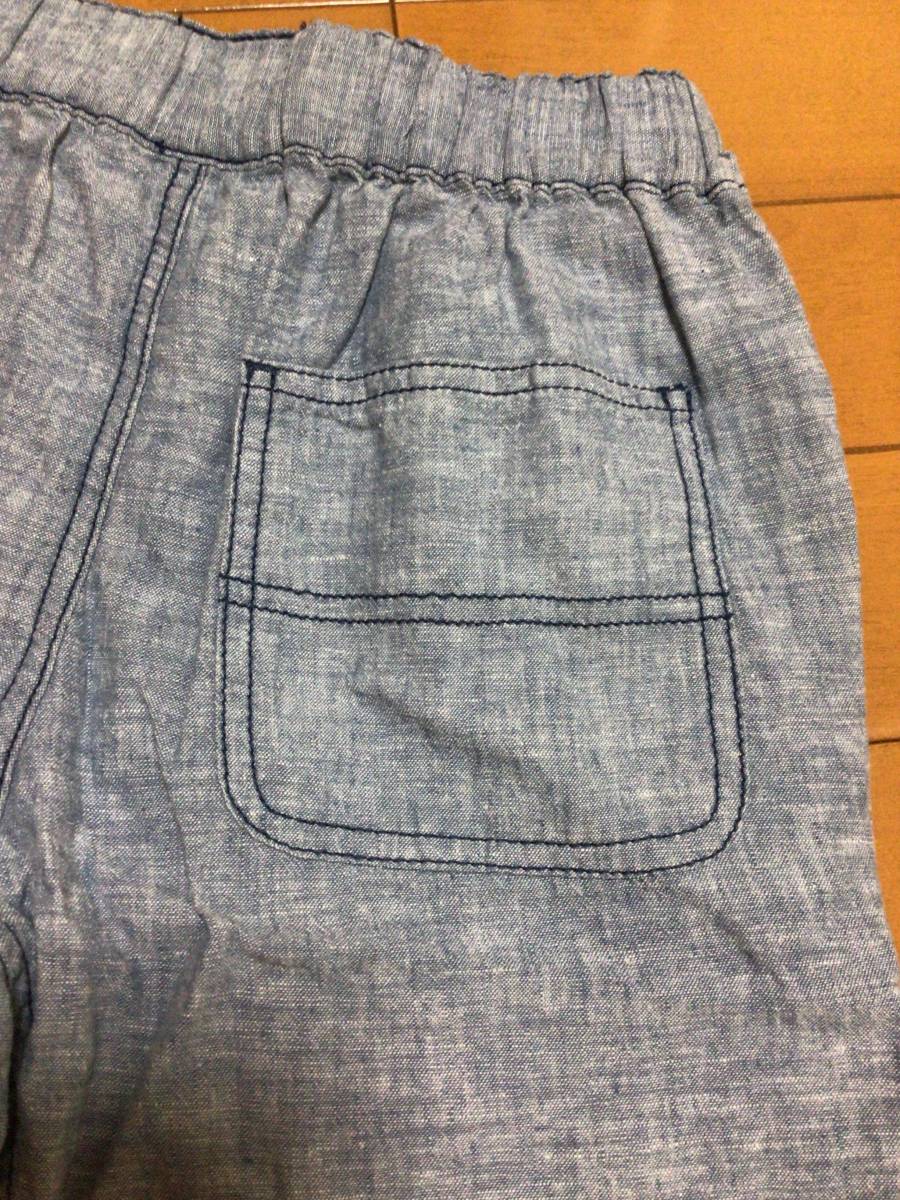  new goods unused tag attaching shorts short pants short pants 140cm cotton 50% flax 50% blue series 