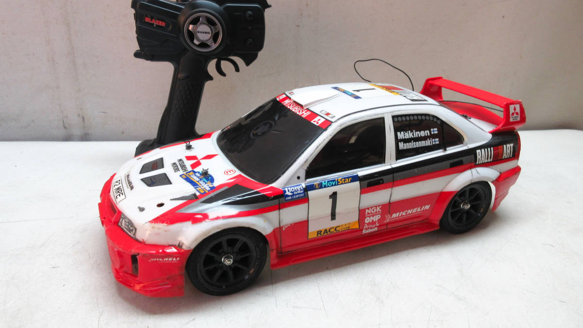 □タミヤ 電動RC 1/10 TA03F-PROベルトドライブ4WDベース 三菱ランサー