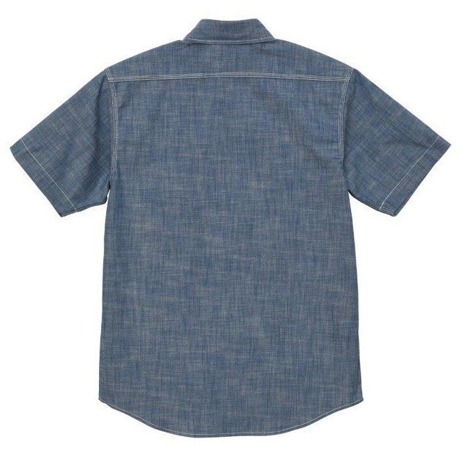 半袖シャツ XXXXL シャンブレーシャツ ワークシャツ 半袖 シャンブレー シャツ 無地 胸ポケ A2034 5L 4XL ブルー 水色 青 ライトブルー_画像7