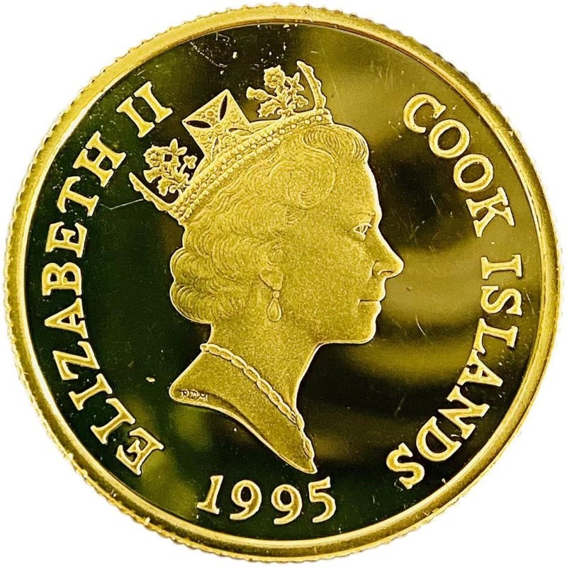 イルカ金貨 クック諸島 エリザベス女王 1/5オンス 1995年 6.2g 24金