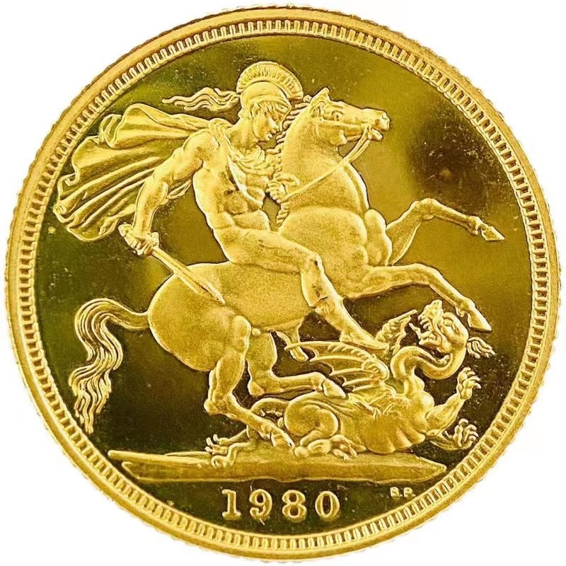 エリザベス2世 金貨 イギリス ソブリン 美品 1980年 22金 7.9g イエローゴールド コイン GOLD コレクション 美品