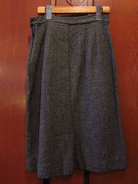  Vintage 60\'s70\'s* "в елочку" ткань твид юбка-трапеция W60cm*odst 1960s1970s женский HBT шерсть 