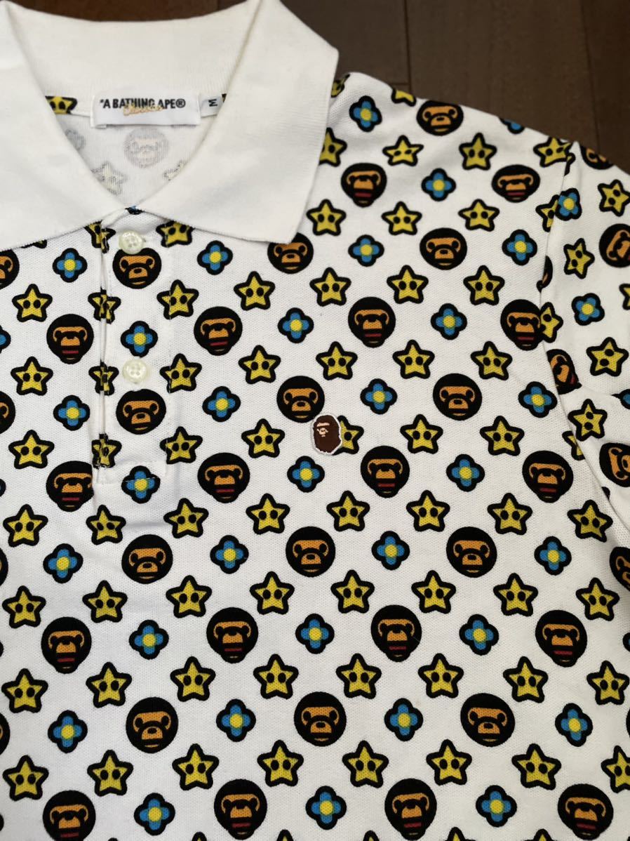 A BATHING APE BAPE マイロ モノグラム ポロシャツ Mサイズ ア