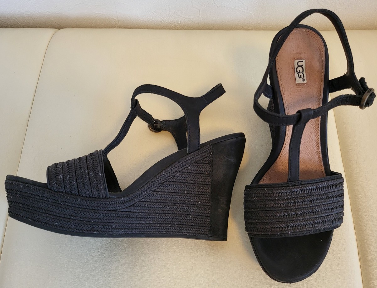 アグ UGG サンダル ウェッジソール 黒 レディース 22 5cm レザー Yahoo アグ UGG サンダル ウェッジソール 黒 レディース 22 5cm レザー Yahoo