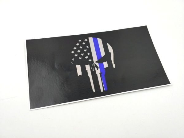スカル アメリカ国旗 ブルーライン 防水シール ステッカー パニッシャー_画像1
