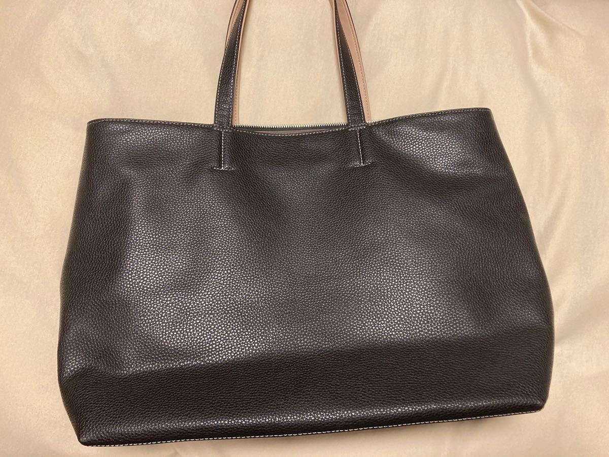 シボ フェイク レザー ジップ トート バッグ 20F|PayPayフリマ