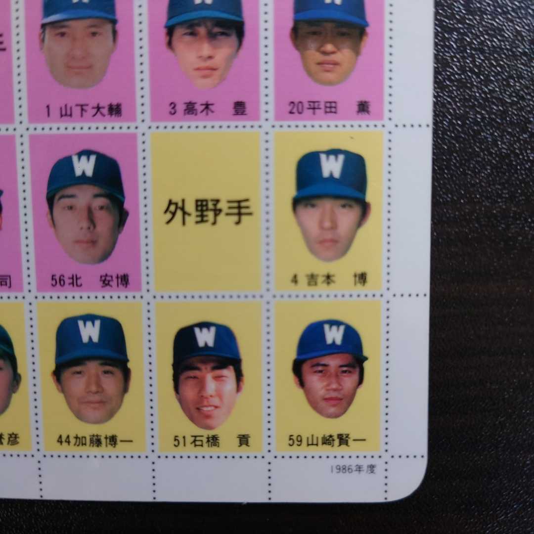 横浜大洋ホエールズ メンバー下敷き 1986年 昭和61年 近藤貞雄 横浜大洋ホエールズ メンバー下敷き 1986年 昭和61年 近藤貞雄