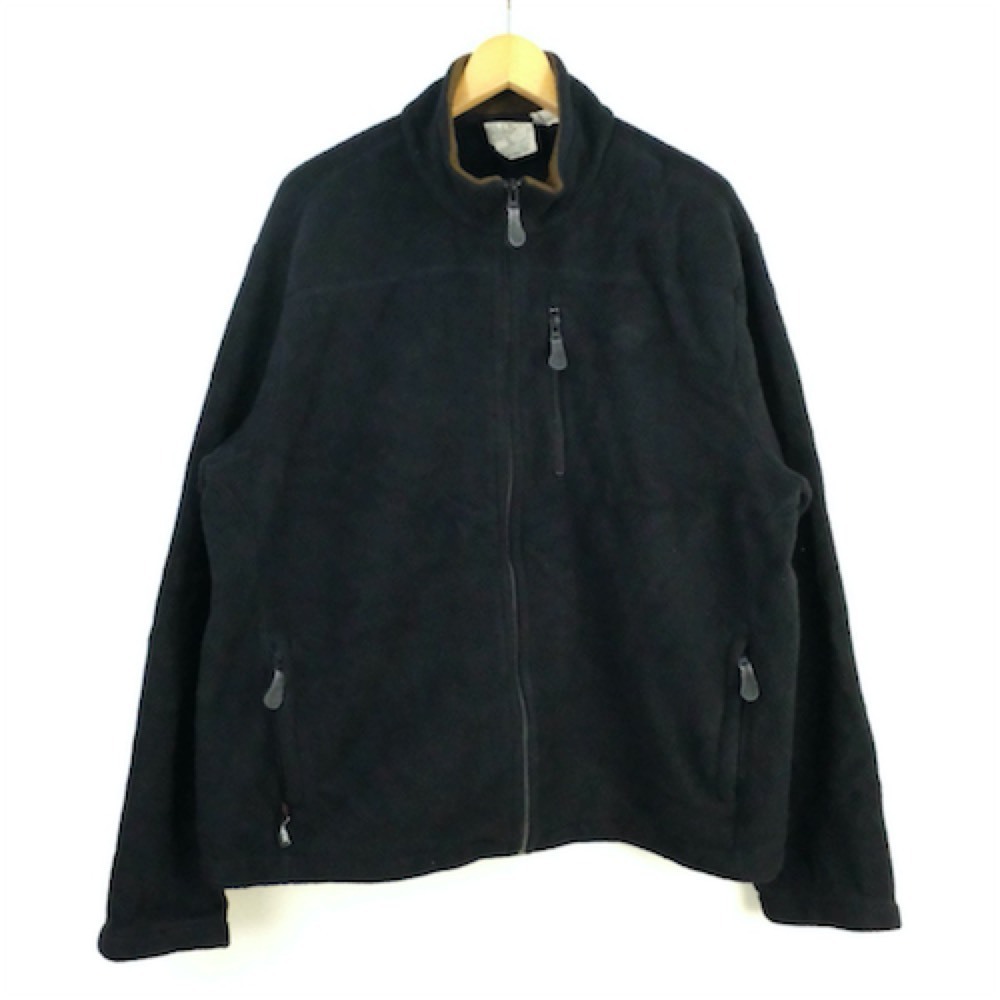 90's 00's Timberland ティンバーランド ジップアップフリースジャケット メンズUS-XLサイズ ブラック 刺繍ロゴ jk-2723_画像3