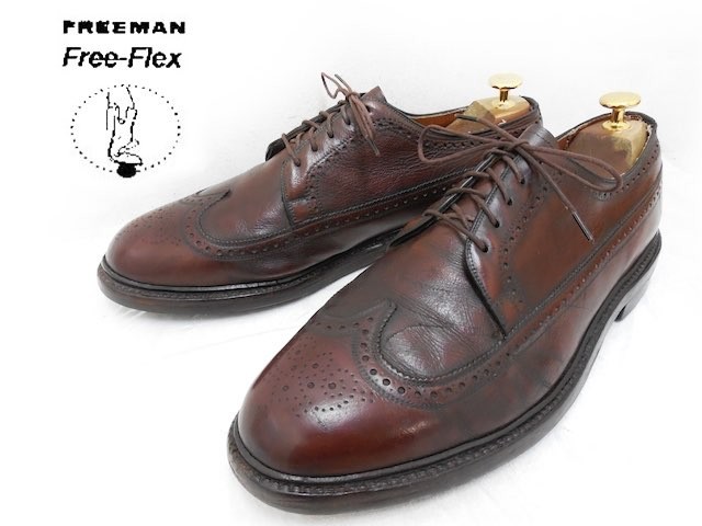 FREEMAN フリーマン 外羽根ロングウィングチップシューズ 靴 ダークブラウン系 メンズ US 10EEE/ 28cm相当 f-2904
