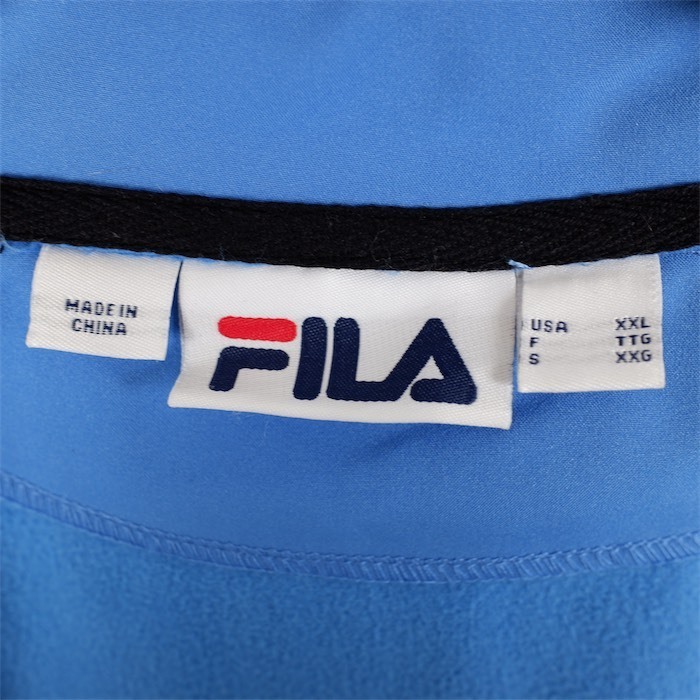 FILA フィラ ジップアップ ソフトシェルジャケット メンズUS-XXLサイズ ライトブルー ブラック フリースライニング ポリエステル jk-3002_画像4