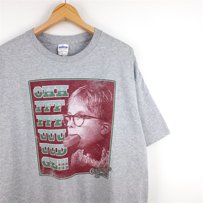 A CHRISTMAS STORY クリスマスストーリー 半袖プリントTシャツ メンズUS-XLサイズ 杢グレー ムービーT 映画 t-1912n