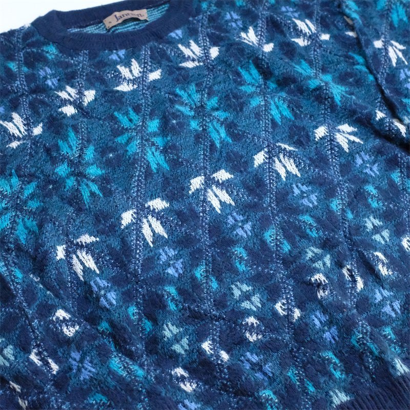 90\'s USA производства Jantzen длинный рукав вырез лодочкой вязаный свитер рисунок свитер снег рисунок мужской US-XL размер темно-синий серия tn-0312