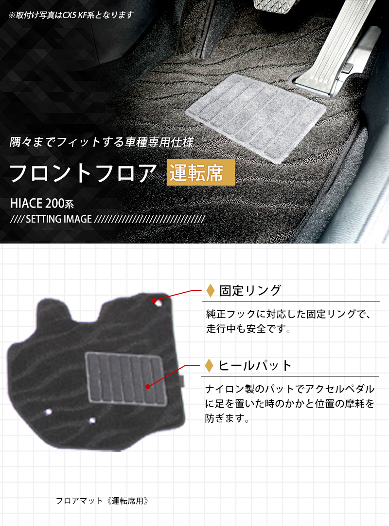  Toyota Hiace 200 series van anti-bacterial floor mat car mat standard GL in car goods interior photocatalyst anti-bacterial processing 4 pieces set gap prevention .