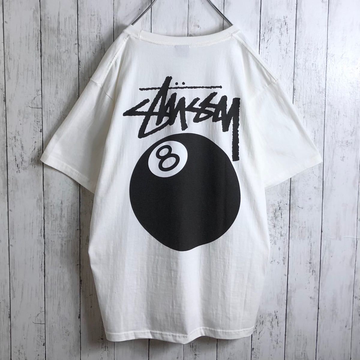 カラー 【大人気】STUSSY 8ボール バックプリント スリーブロゴ 黒 L ロンT フォローし