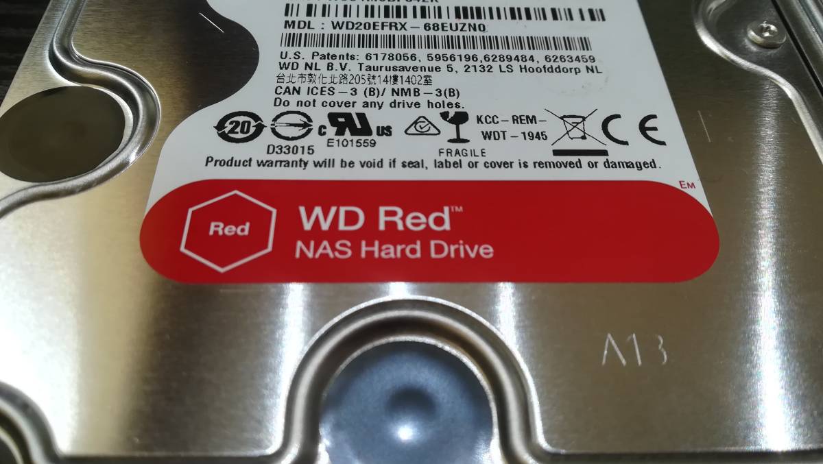 WD RED WD20EFRX ハードディスク [2TB(2000GB) SATA]3.5インチ HDD 3個セット/動作品_画像3