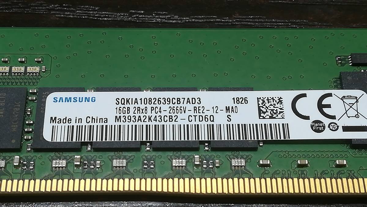 SAMSUNG PC4-2666V DDR4 16GB×2枚 合計32GB ECC Registered メモリ/動作品_画像2