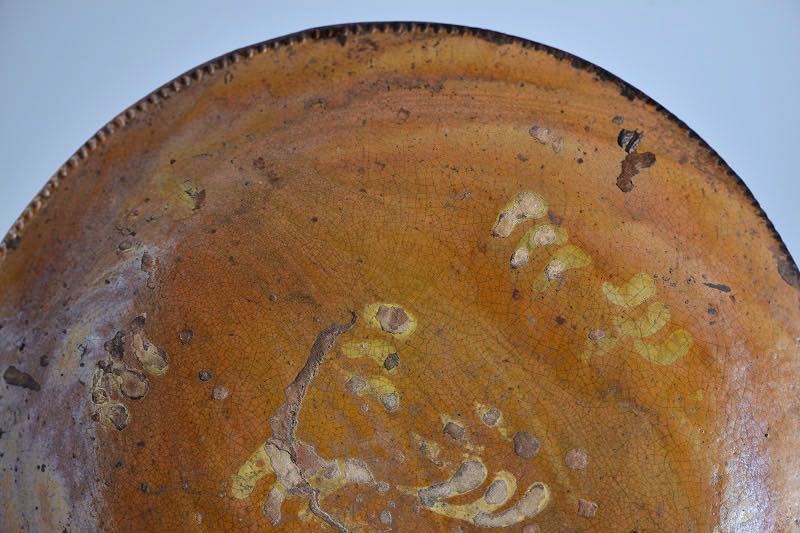 19世紀 アメリカ レッドウェア皿 スリップウェア | normanhubbard.com