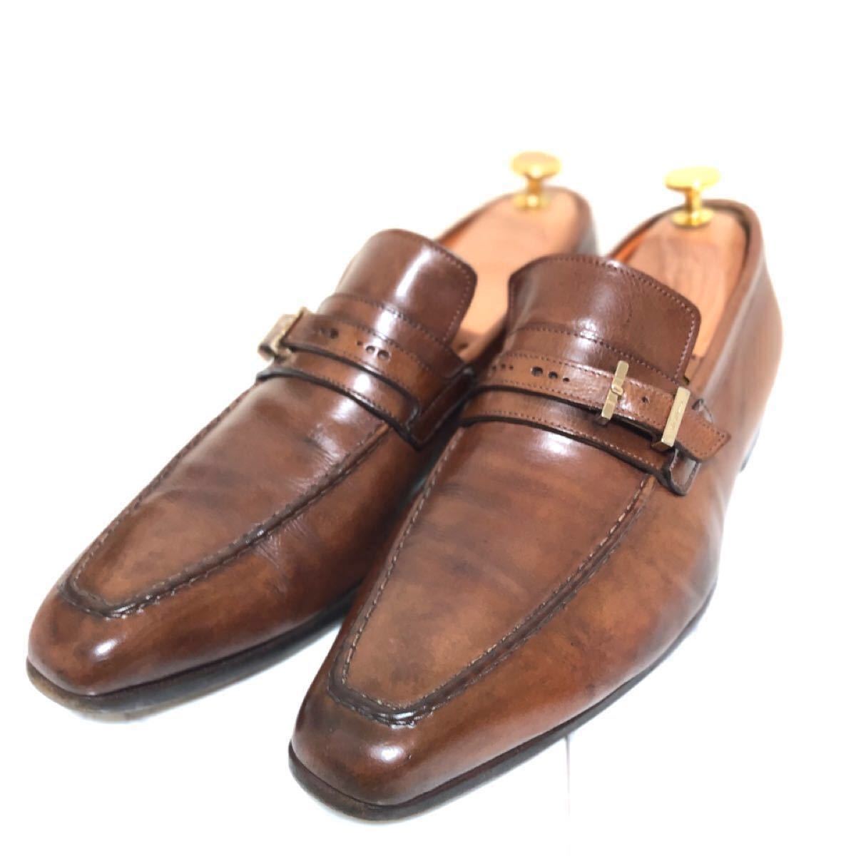 【歳末セール中】サントーニ（SANTONI）6 24.5cm相当ローファー　茶　革靴 コインローファー ブラウン　リクルート　就活