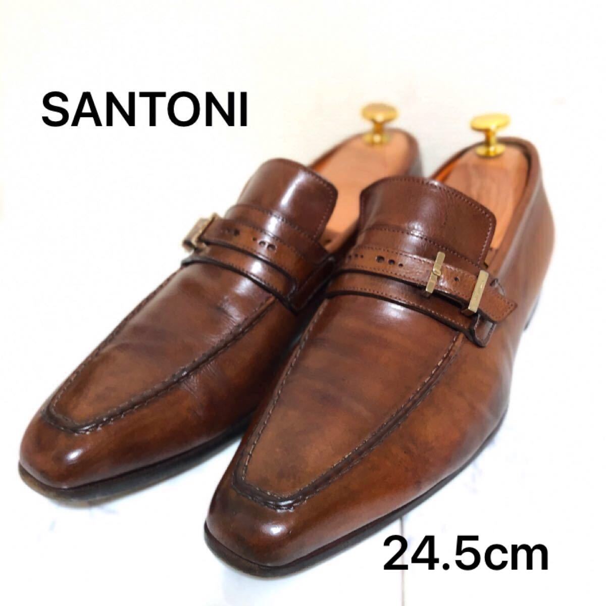 HOT100%新品 Santoni - サントーニ（SANTONI）24.5 ローファー 茶 革靴