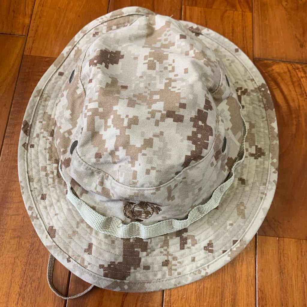 沖縄 海兵隊 米軍実物 USMC デザートマーパット ブーニーハット キャンプ サバゲーRECON/MARSOC LARGE (管理番号X29)の画像6