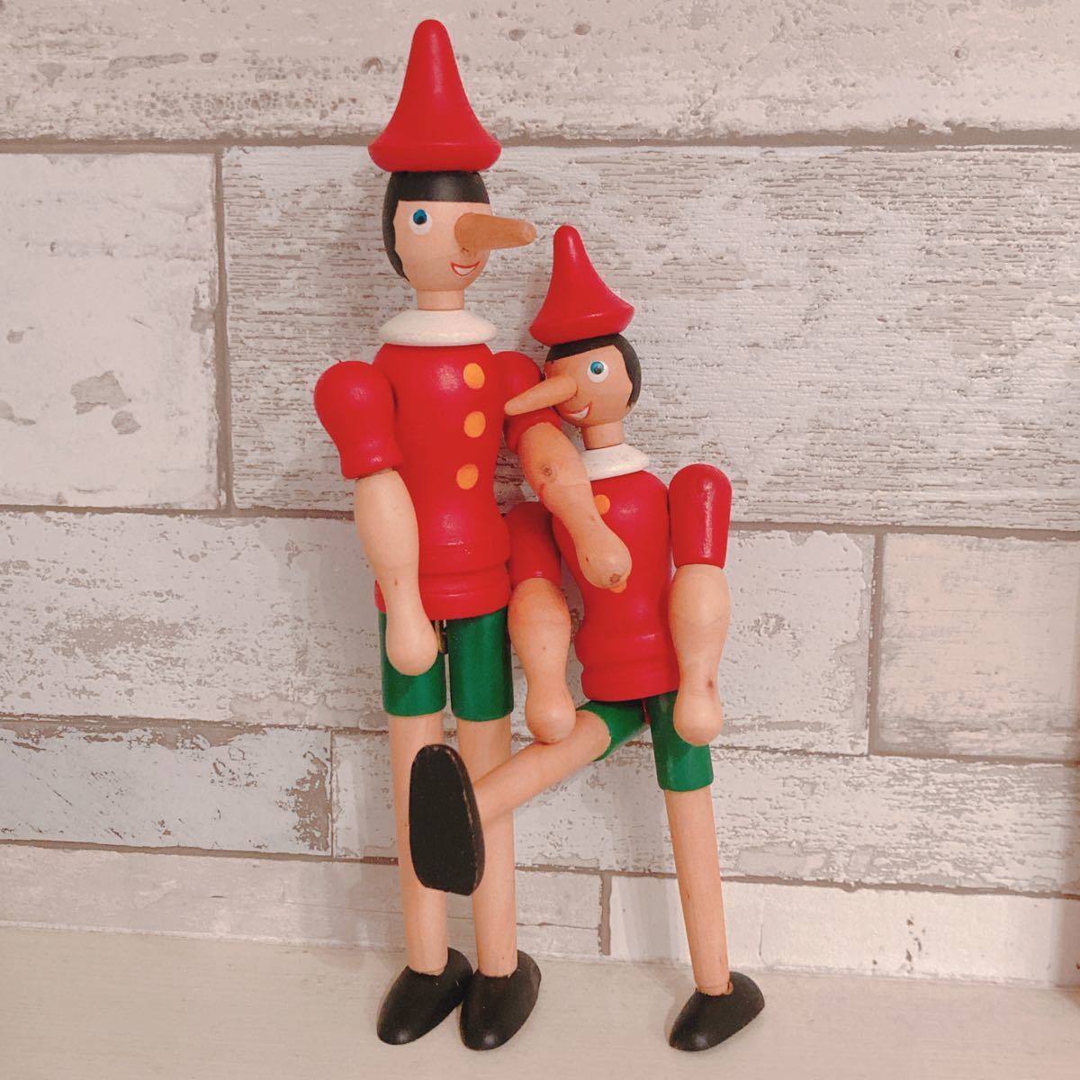 レトロ　ビンテージ　木製　ピノキオ　おもちゃ　人形　２体 昭和レトロ 玩具 フィギュア