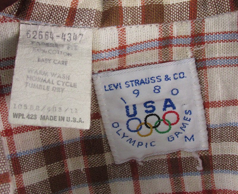 MSH3363 ビンテージ Levi's リーバイス 半袖シャツ 1980 オリンピック USA製 M チェック_画像3