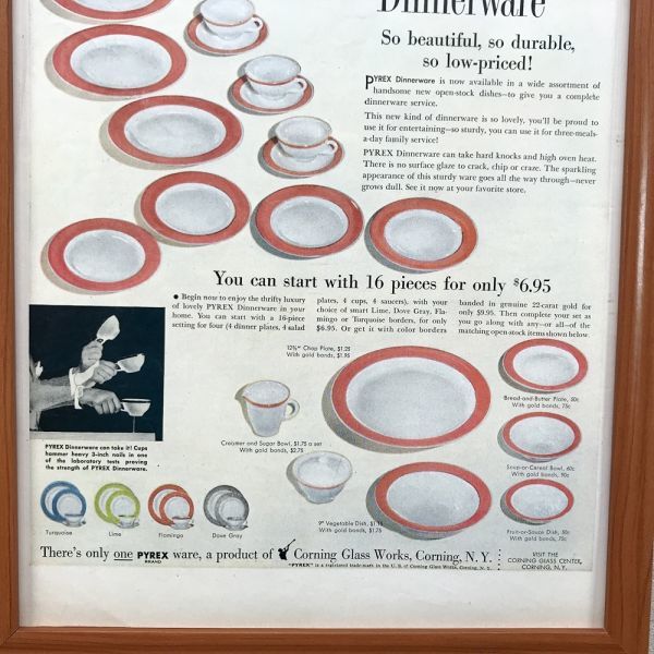 ■即決◆1954年(昭和29年) PYREX オールド パイレックス ミルクガラス【B4-5636】アメリカ ビンテージ雑誌広告【B4額装品】当時物 ★同梱可_画像5