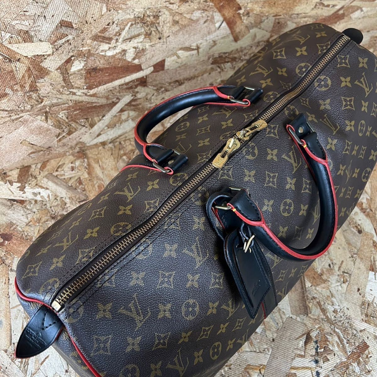 【極美品】LOUIS VUITTON ルイヴィトン　モノグラム　キーポル50 ボストンバッグ 腕掛け ブラック レザー 旅行カバン VI882_画像5