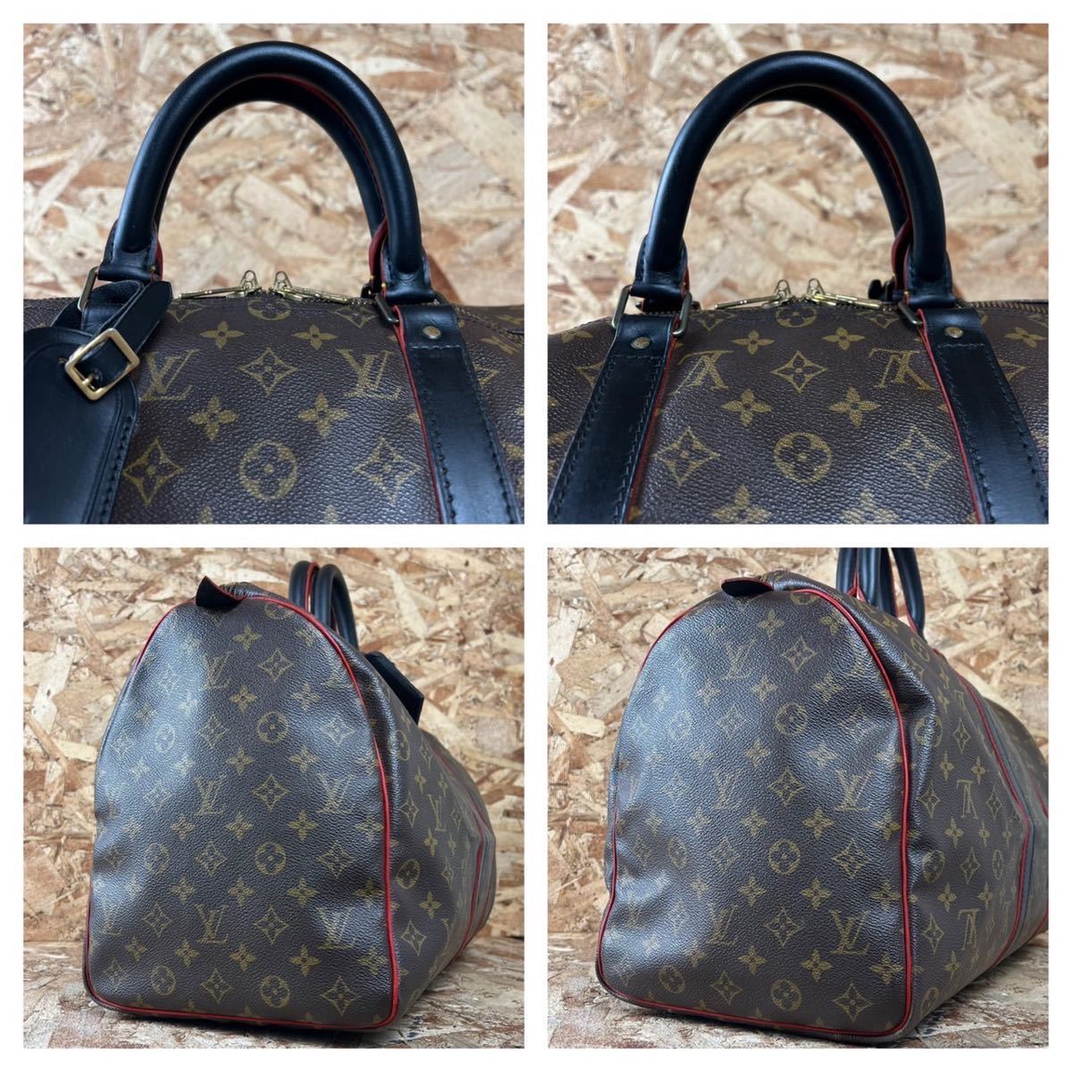 【極美品】LOUIS VUITTON ルイヴィトン　モノグラム　キーポル50 ボストンバッグ 腕掛け ブラック レザー 旅行カバン VI882_画像9